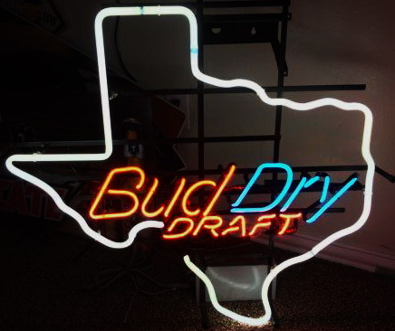 Bud Dry Draft Texas Neon Sign